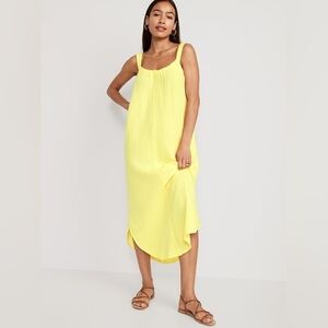 NWOT Old Navy Butter Yellow Gauzy Maxi Dress XLT Casual Lightweight Flowy Beach‎